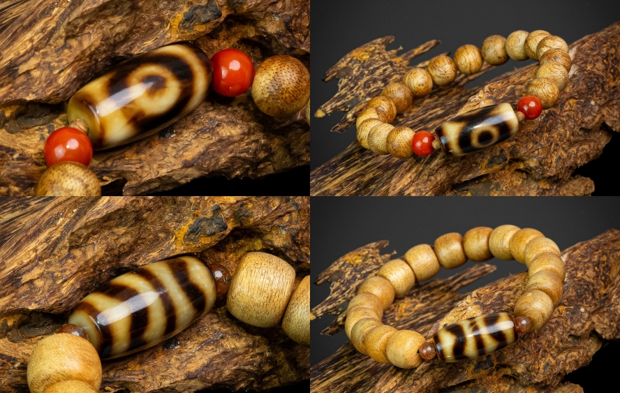 vòng trầm mix đá dzi