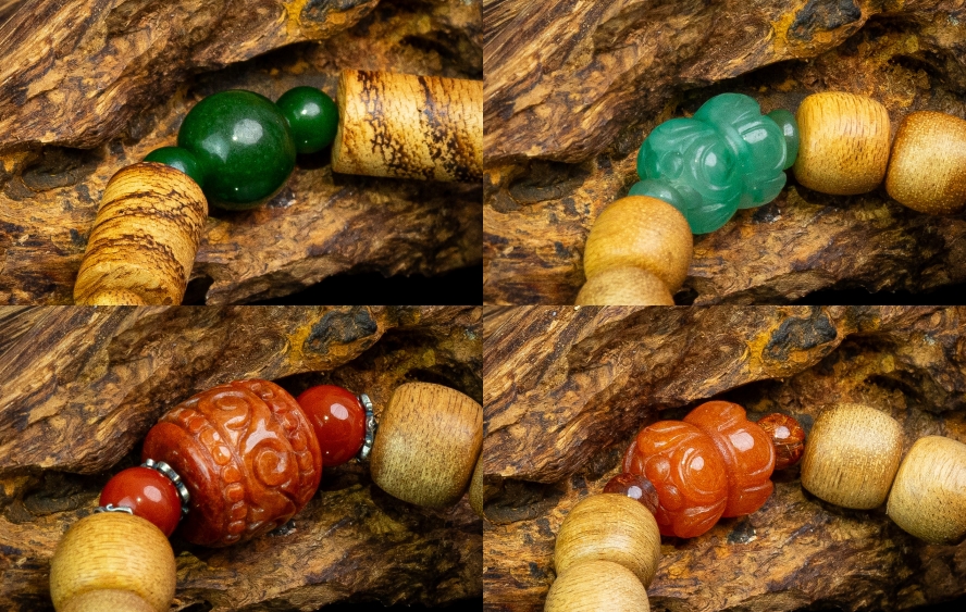 vòng trầm mix đá ngọc bích