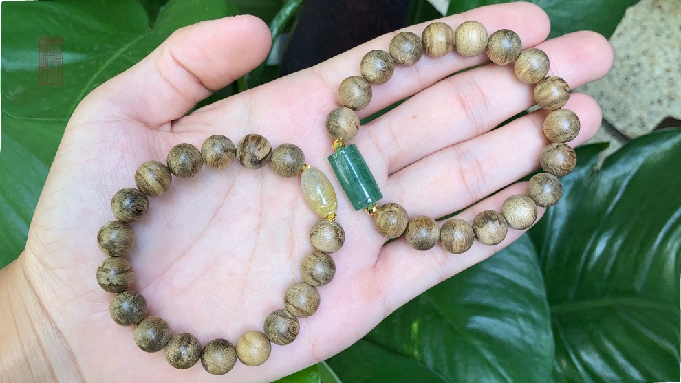 vòng trầm tự nhiên mix ngọc