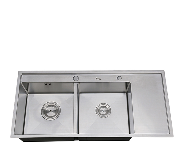 Chậu rửa bát đúc 2 hố có bàn Bancoot 1046R 100x46x23