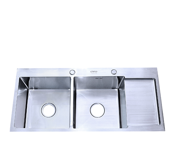 Chậu rửa bát đúc Cielo 2 hố có bàn CE 1B 100x45x23