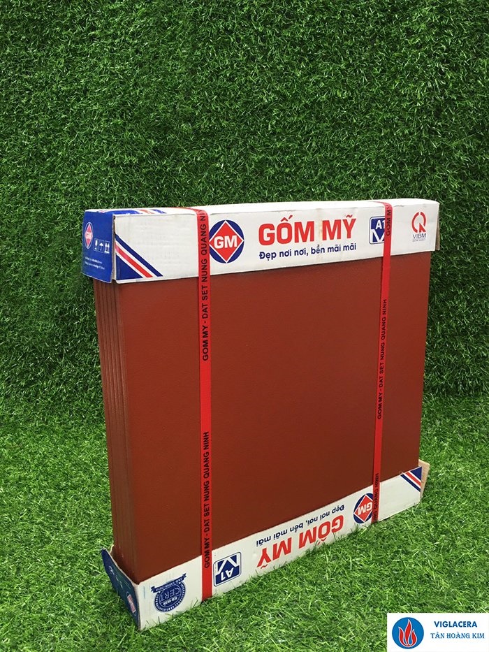 Gạch lát 40x40cm màu đỏ tráng men Gốm Mỹ