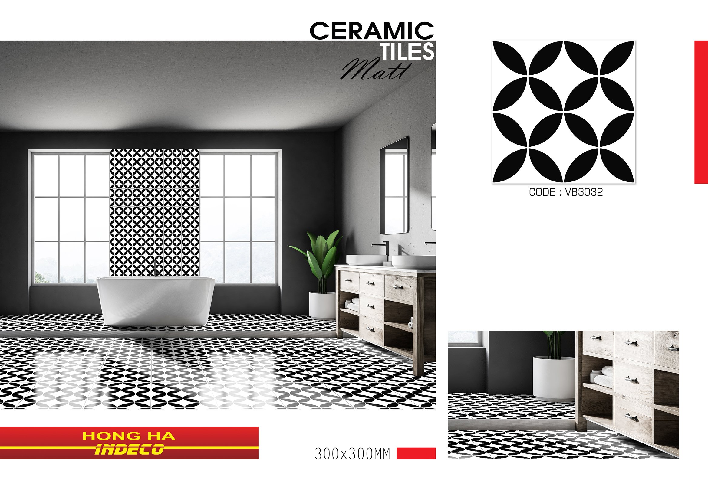 Gạch lát nền chống trơn Hồng Hà 30x30cm VB3032