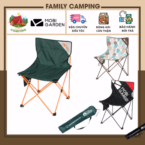Ghế gấp lưng tựa cắm trại có túi đựng, dã ngoại, du lịch chính hãng Mobi Garden
