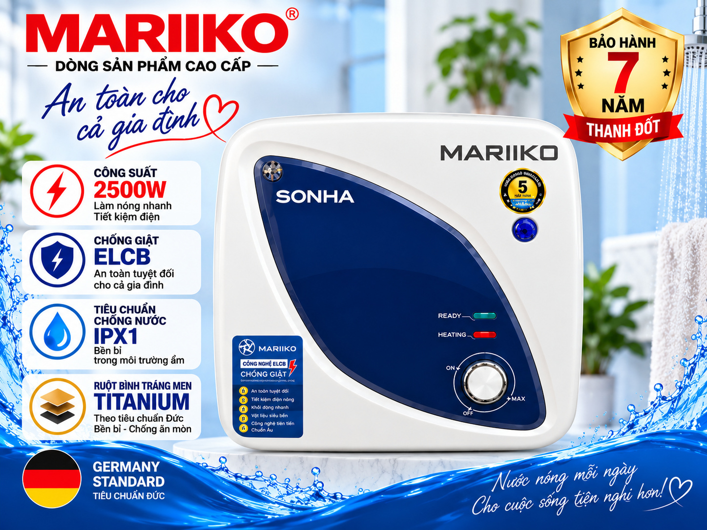 Bình nước nóng gián tiếp MARIIKO MR-5515V 15 LIT