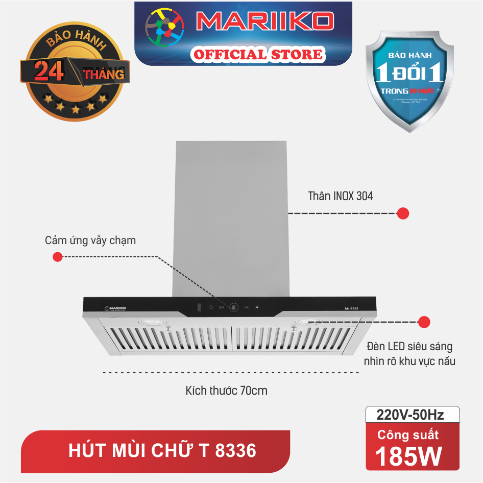 MÁY HÚT MÙI CHỮ T MARIIKO 8336