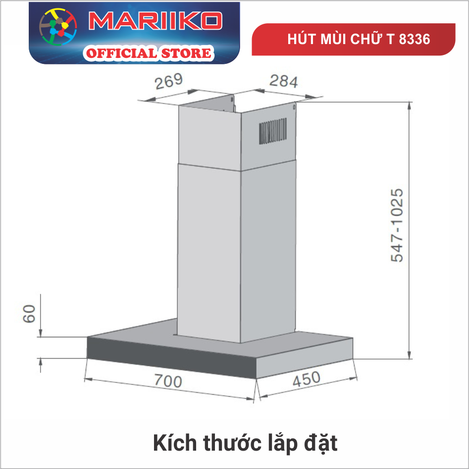 MÁY HÚT MÙI CHỮ T MARIIKO 8336