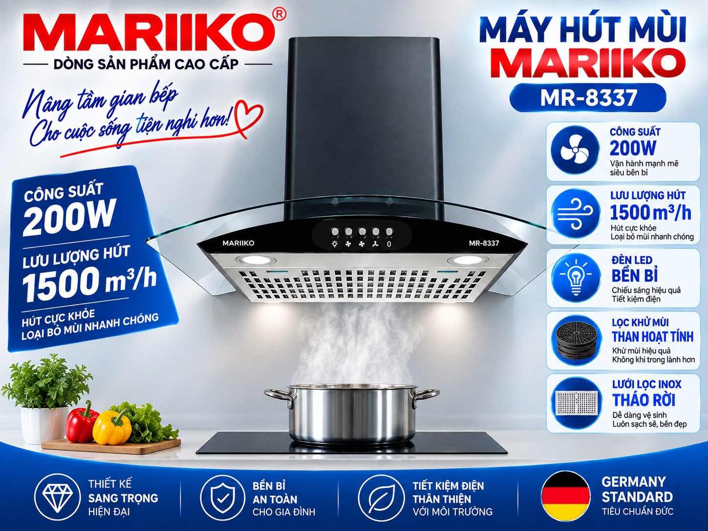 Máy Hút Mùi Nhà Bếp Mariiko MR-8337