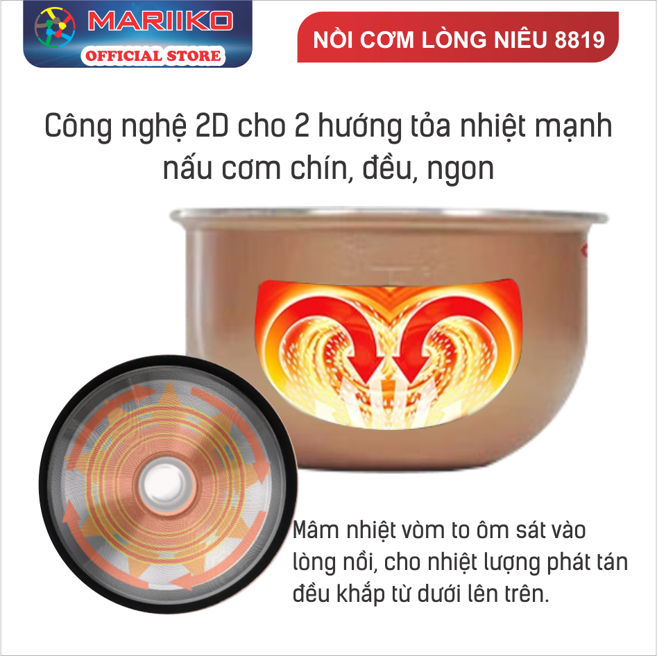 Nồi Cơm Điện Nắp Gài Mariiko Mr- 8819