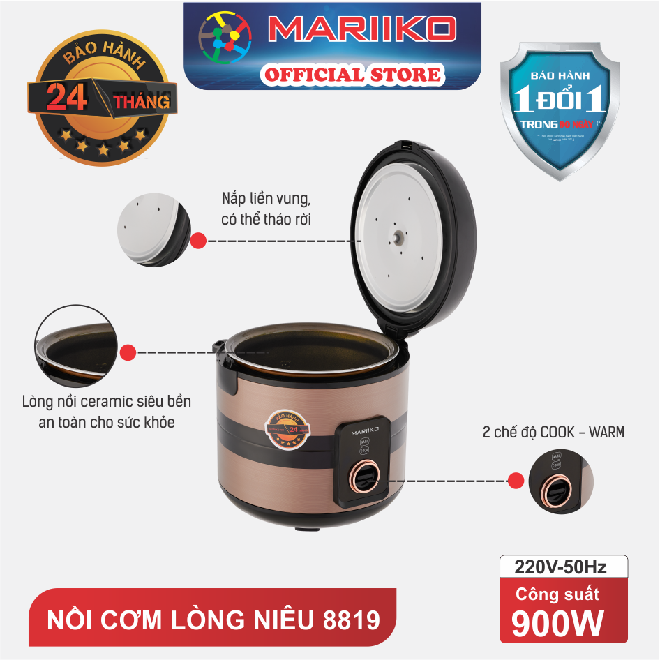 Nồi Cơm Điện Nắp Gài Mariiko Mr- 8819