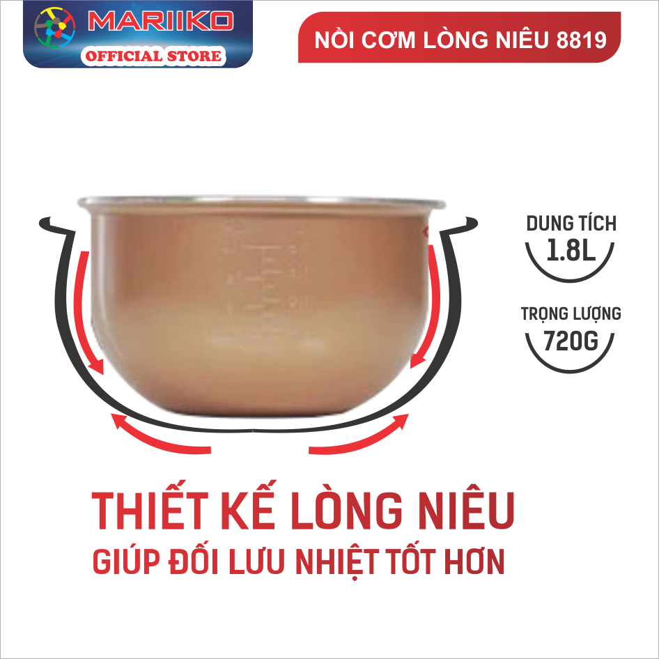 Nồi Cơm Điện Nắp Gài Mariiko Mr- 8819