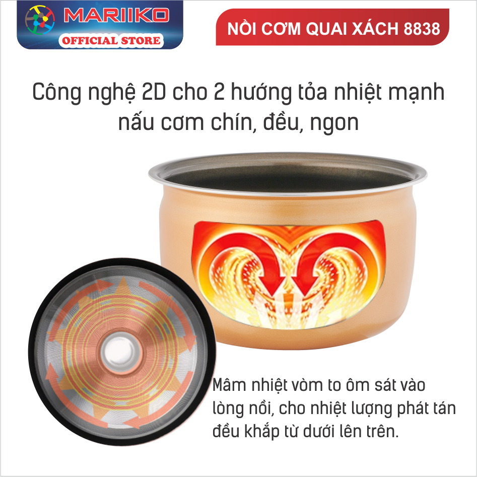 Nồi Cơm Điện Nắp Gài Mariiko Mr-8838