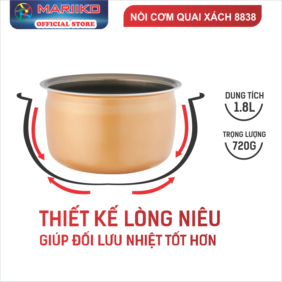 Nồi Cơm Điện Nắp Gài Mariiko Mr-8838