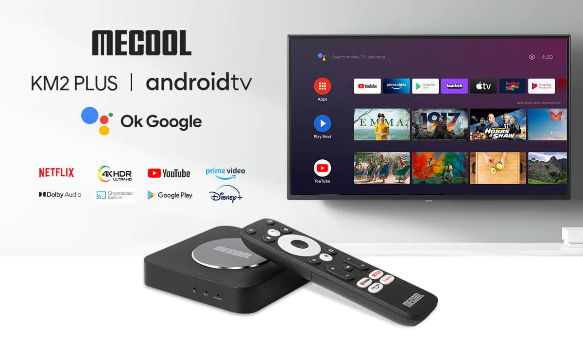 Android TV box mecool km2 plus xem netflix 4k, android 11