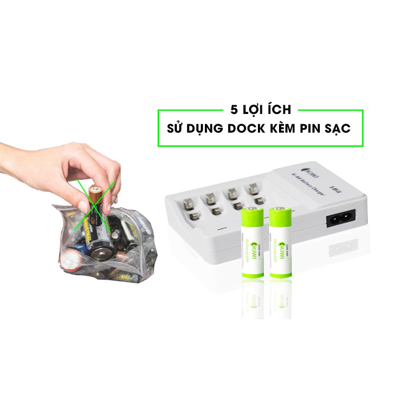 Combo dock sạc kèm pin Kiwi 3300mAh [Chính hãng]