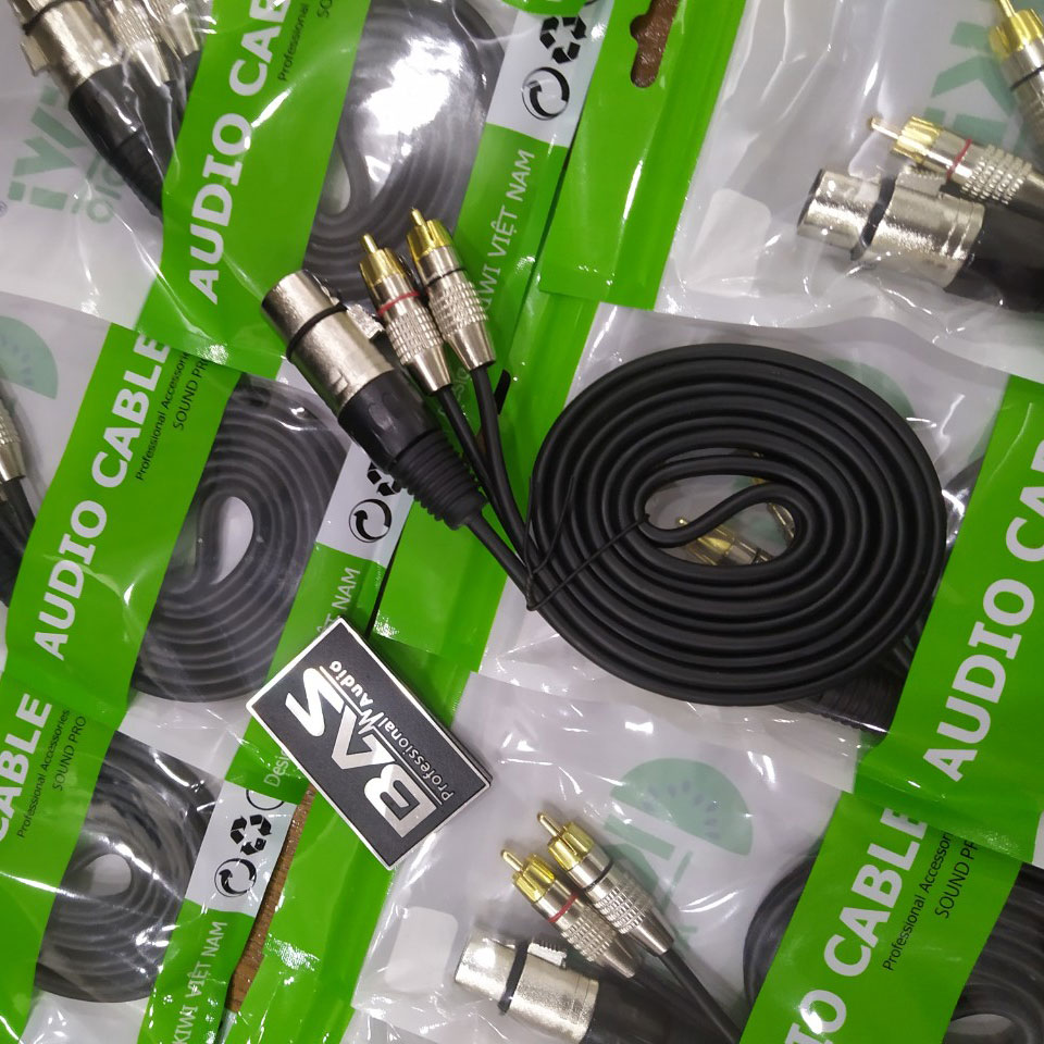 Dây canon âm ra 2 AV hoa sen Kiwi lõi đồng kết nối vang xuống sub, loại tốt