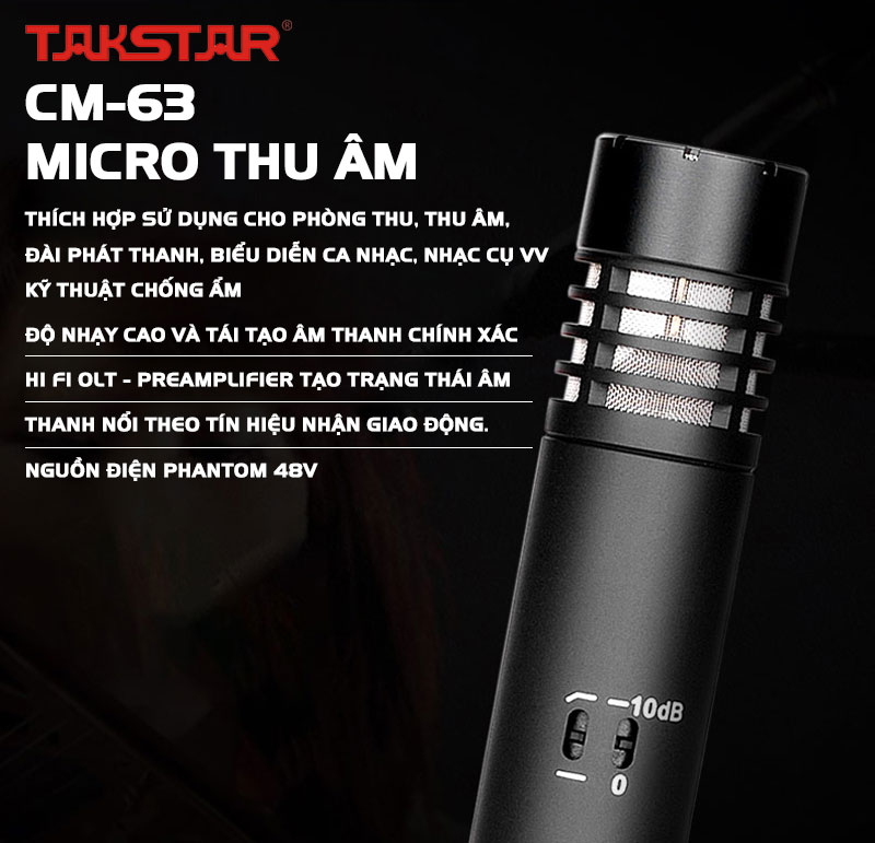 Micro thu âm nhạc cụ hát hợp xướng Takstar CM-63
