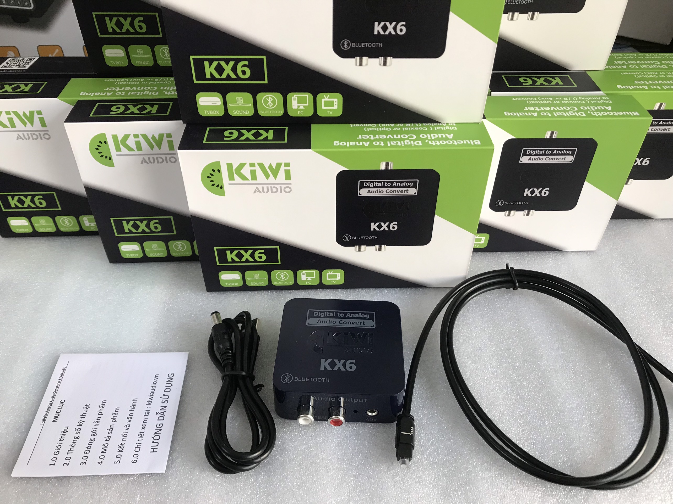 Bộ chuyển đổi âm thanh hỗ trợ bluetooth kiwi KX6, bộ giải mã tín hiệu âm thanh từ tivi xuống dàn karaoke, chính hãng
