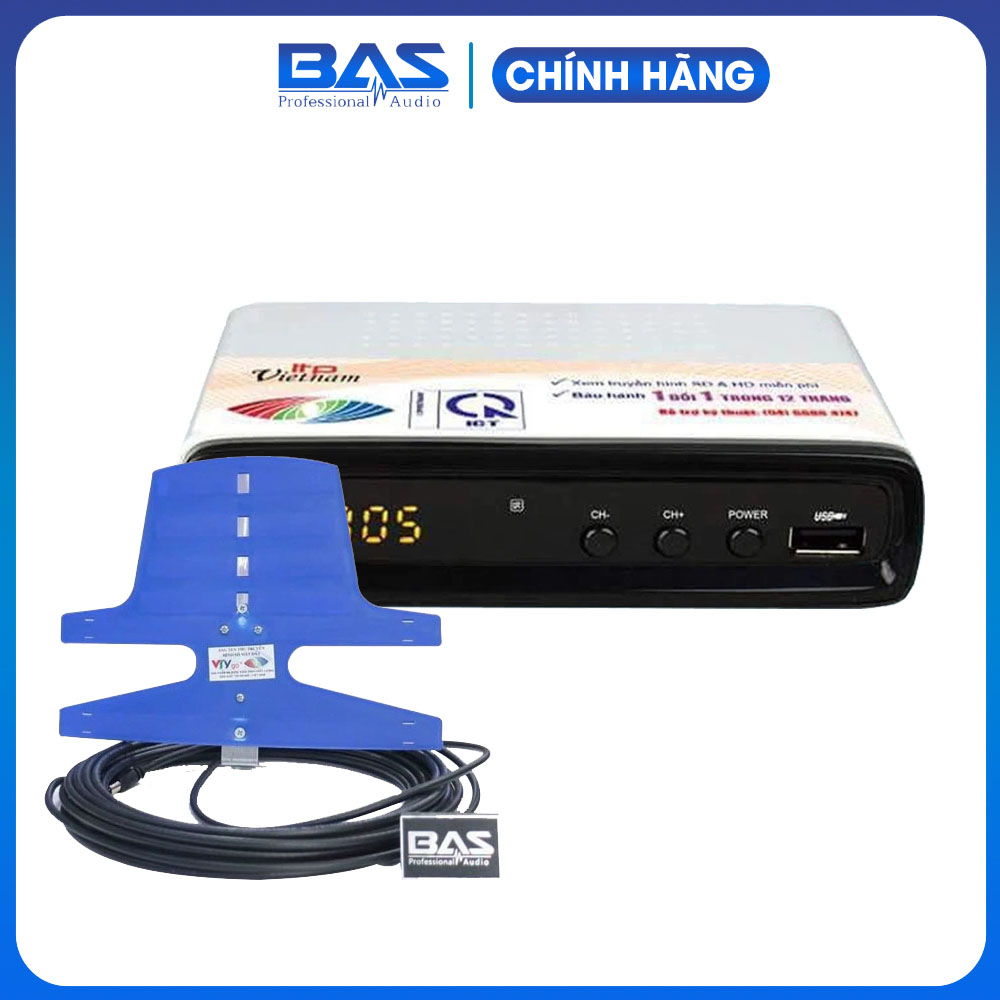 Combo Đầu thu truyền hình số mặt đất DVB T2 LTP STB-1306 và Anten liền dây VRY 12m