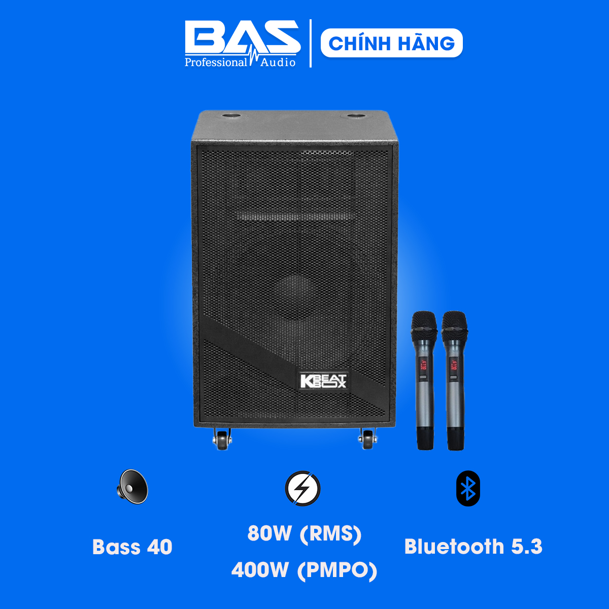 Loa di động Acnos KB39neo, bass 40cm, bluetooth 5.3