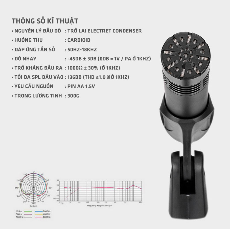 Micro thu âm nhạc cụ hát hợp xướng Takstar CM-63