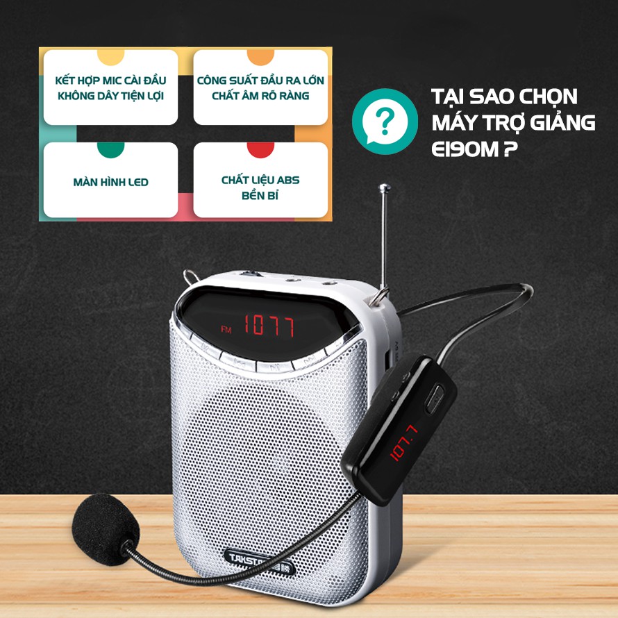 [ Chính Hãng ] Máy trợ giảng Takstar E190M kèm 2 micro không dây và có dây