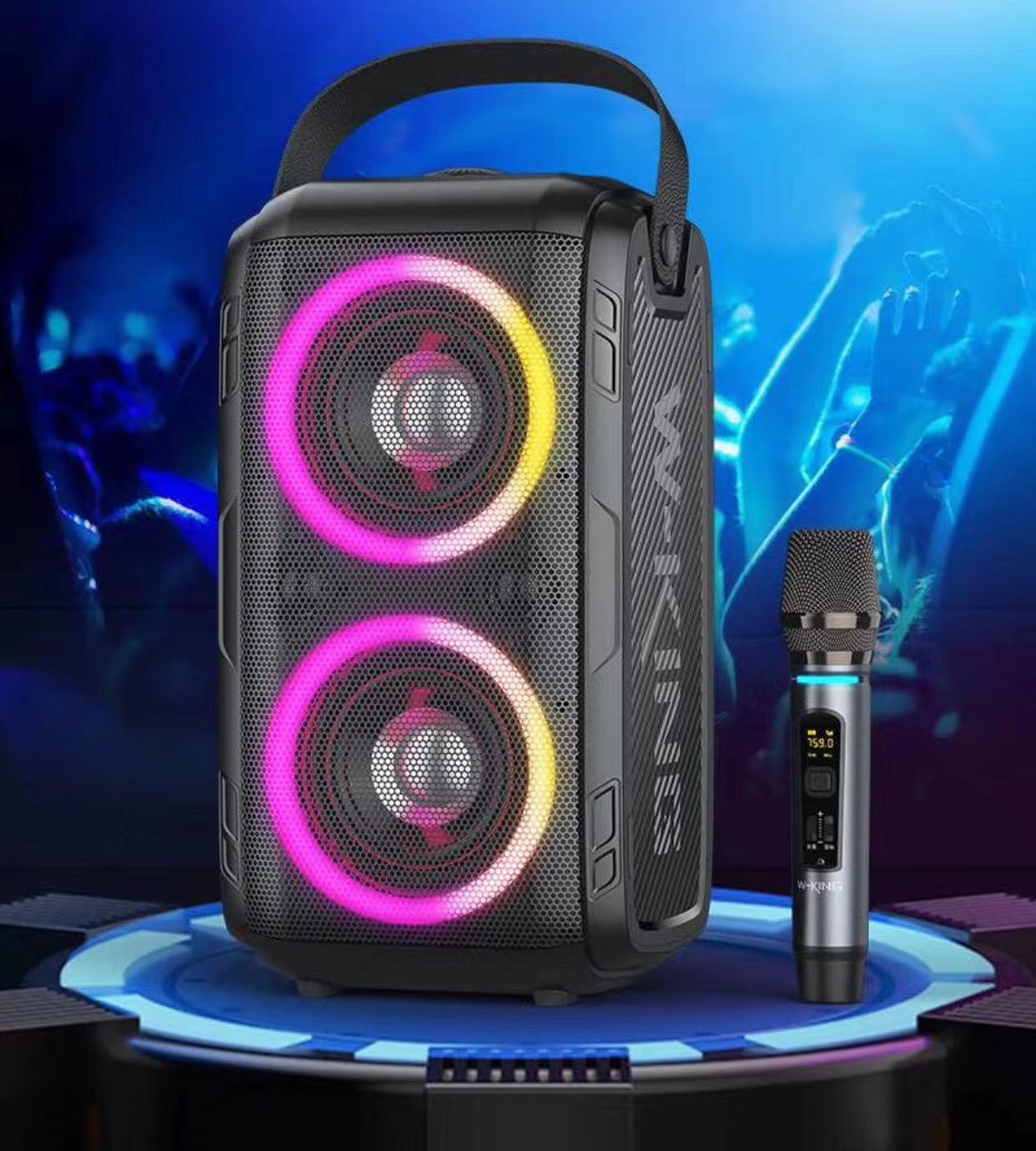 Loa karaoke bluetooth W-King T9, tặng kèm micro không dây cao cấp