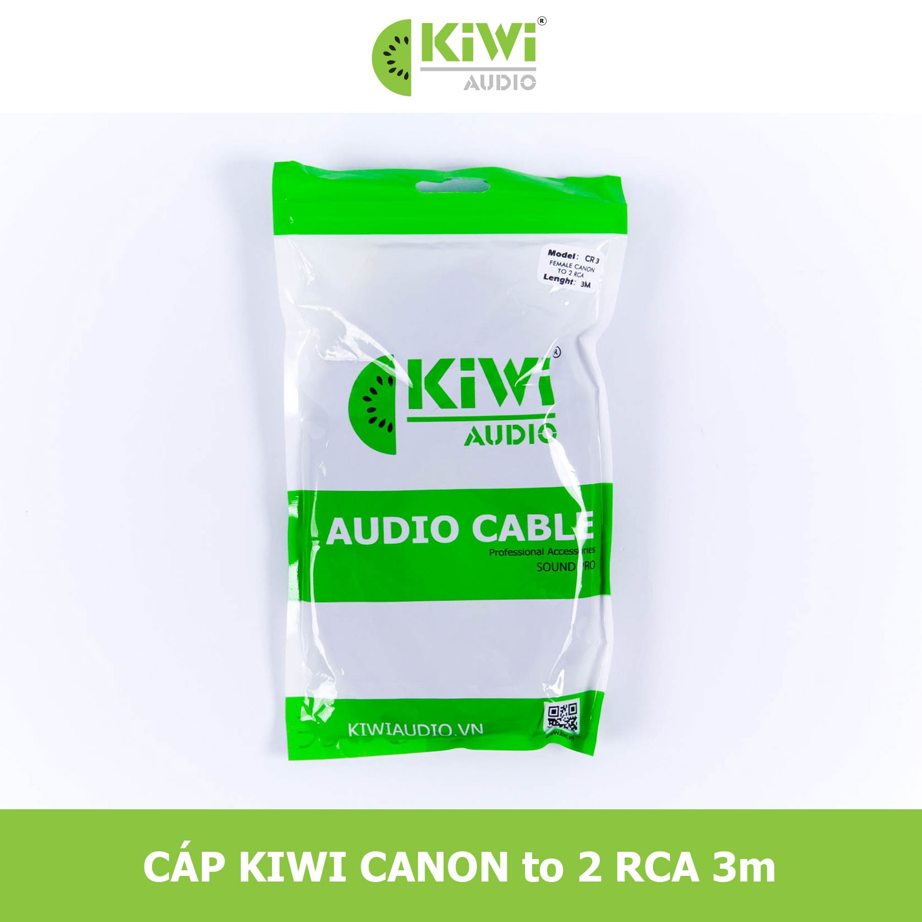 Dây canon âm ra 2 AV hoa sen Kiwi lõi đồng kết nối vang xuống sub, loại tốt