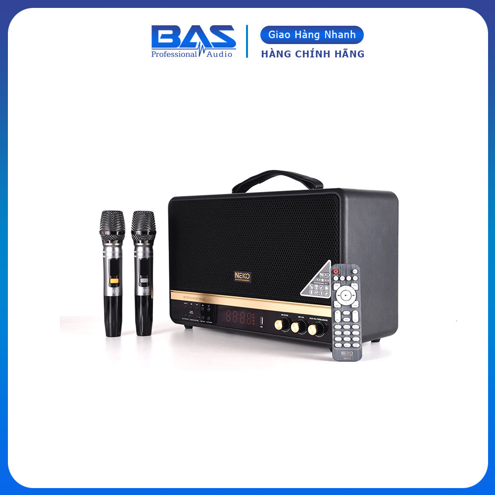Loa di động Neko NK06, 2 micro, điều khiển từ xa, kết nối bluetooth, có cổng cắm nhạc cụ