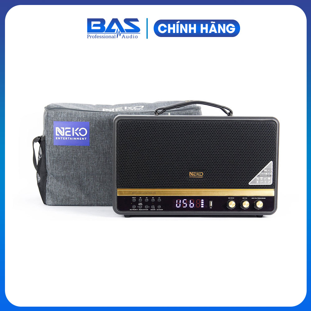 Loa di động Neko NK06, 2 micro, điều khiển từ xa, kết nối bluetooth, có cổng cắm nhạc cụ