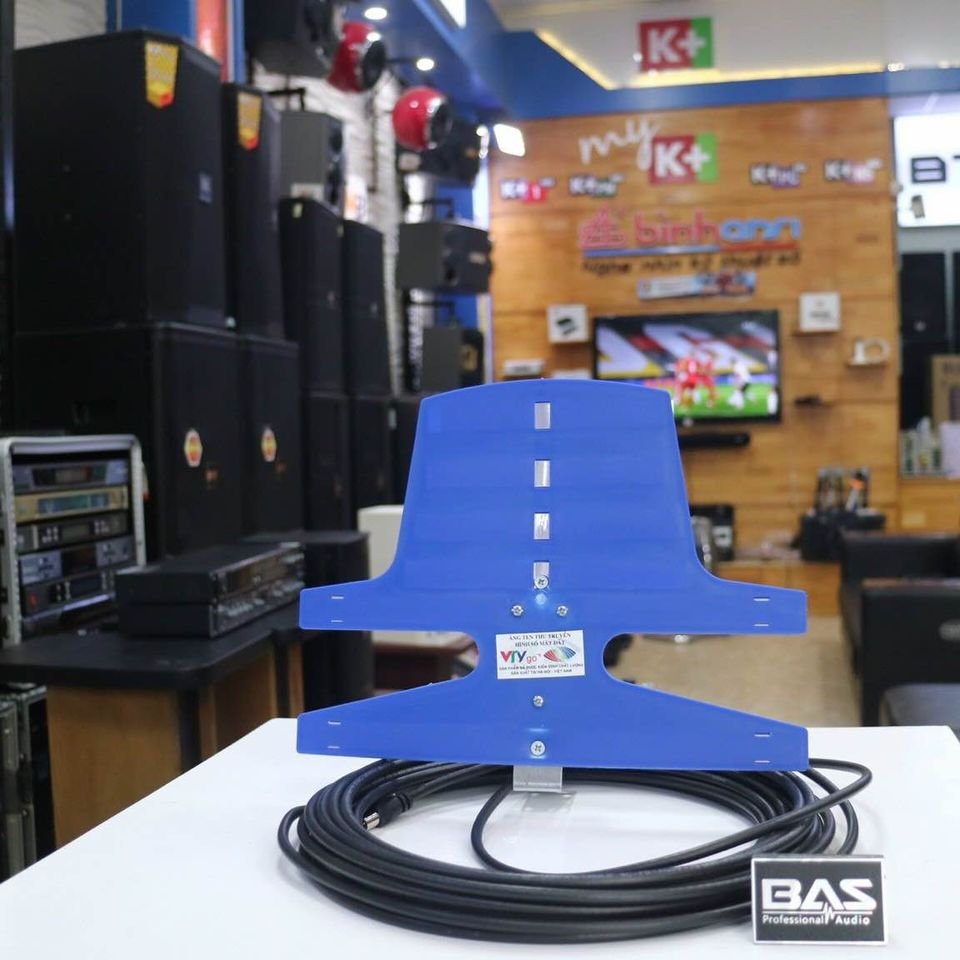 Combo đầu thu kỹ thuật số DVB T2 GBS HD T252 chia 2 tivi xem 2 kênh khác nhau cùng lúc và anten VRY dài 12m