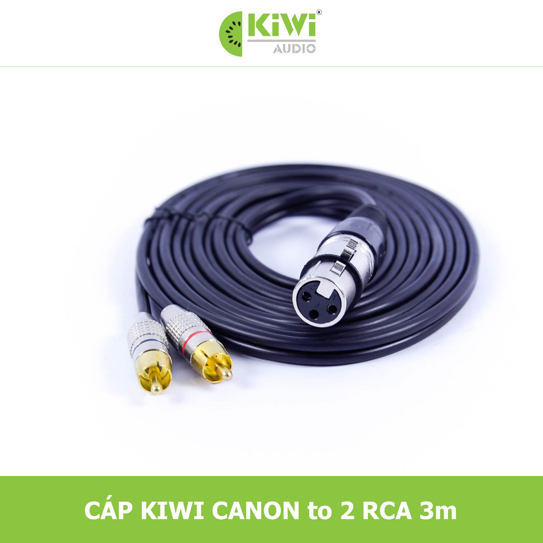 Dây canon âm ra 2 AV hoa sen Kiwi lõi đồng kết nối vang xuống sub, loại tốt