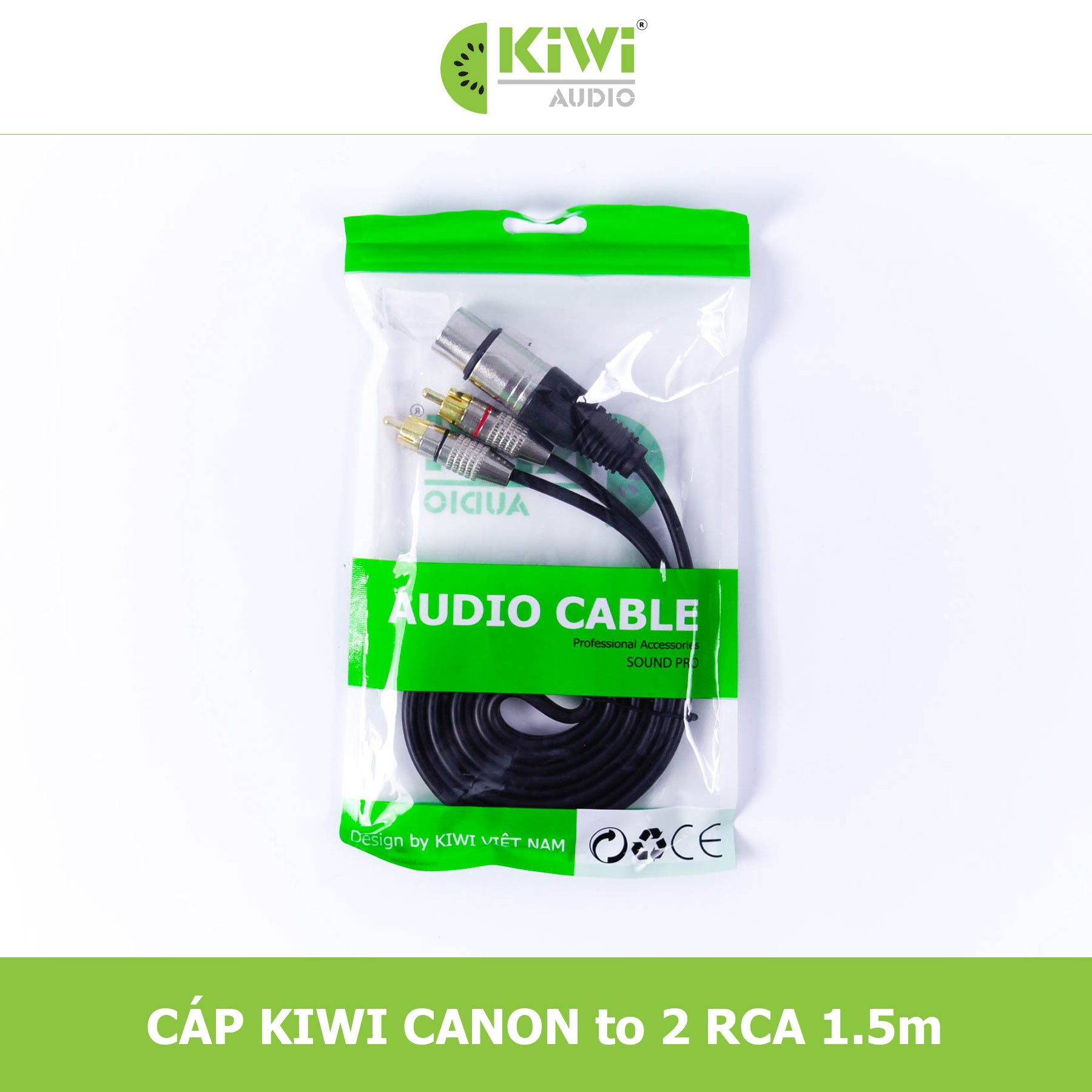 Dây canon âm ra 2 AV hoa sen Kiwi lõi đồng kết nối vang xuống sub, loại tốt