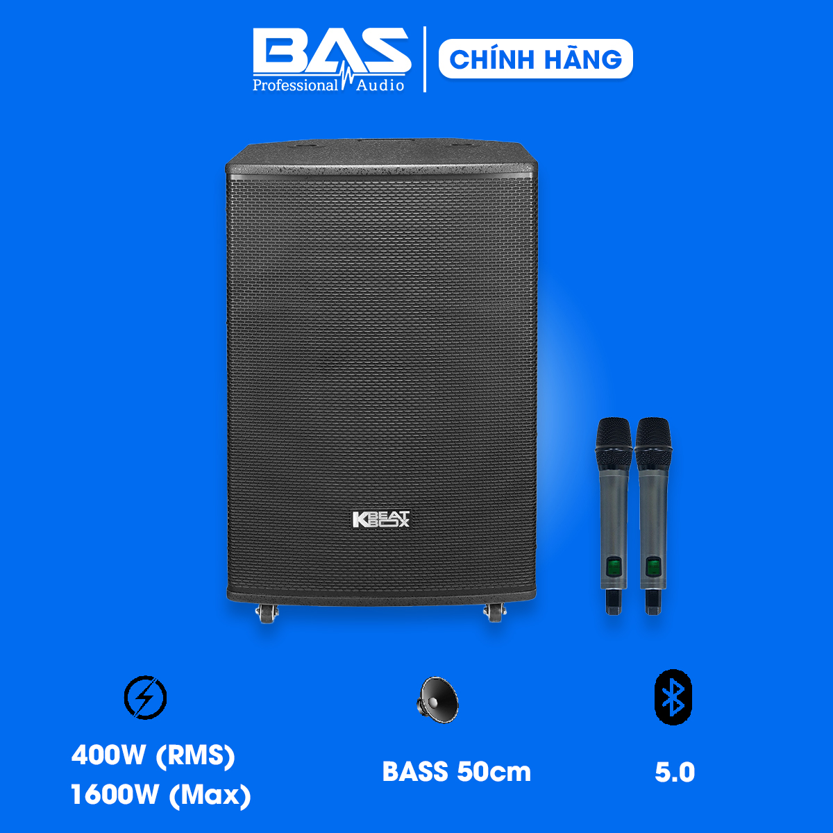Loa karaoke di động ACNOS 18S, Công suất 400W, Bass 50, Bluetooth 5.0