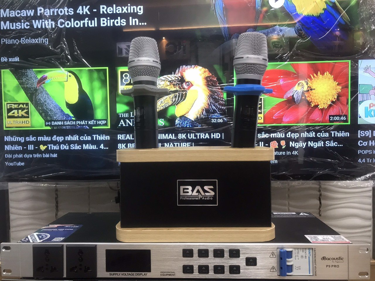 Hộp cắm micro karaoke không dây BAS02M, đế cắm micro để bàn chống rơi, lăn mic