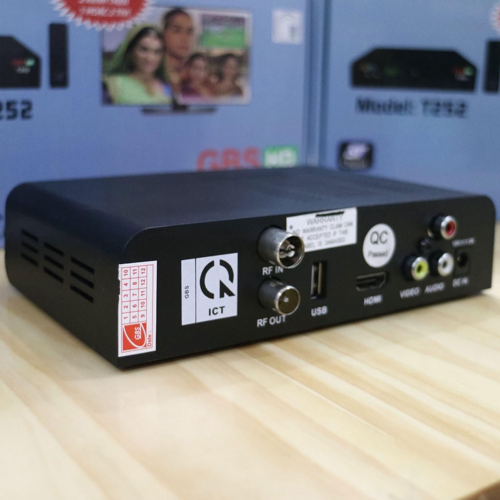 Combo đầu thu kỹ thuật số DVB T2 GBS HD T252 chia 2 tivi xem 2 kênh khác nhau cùng lúc và anten VRY dài 12m