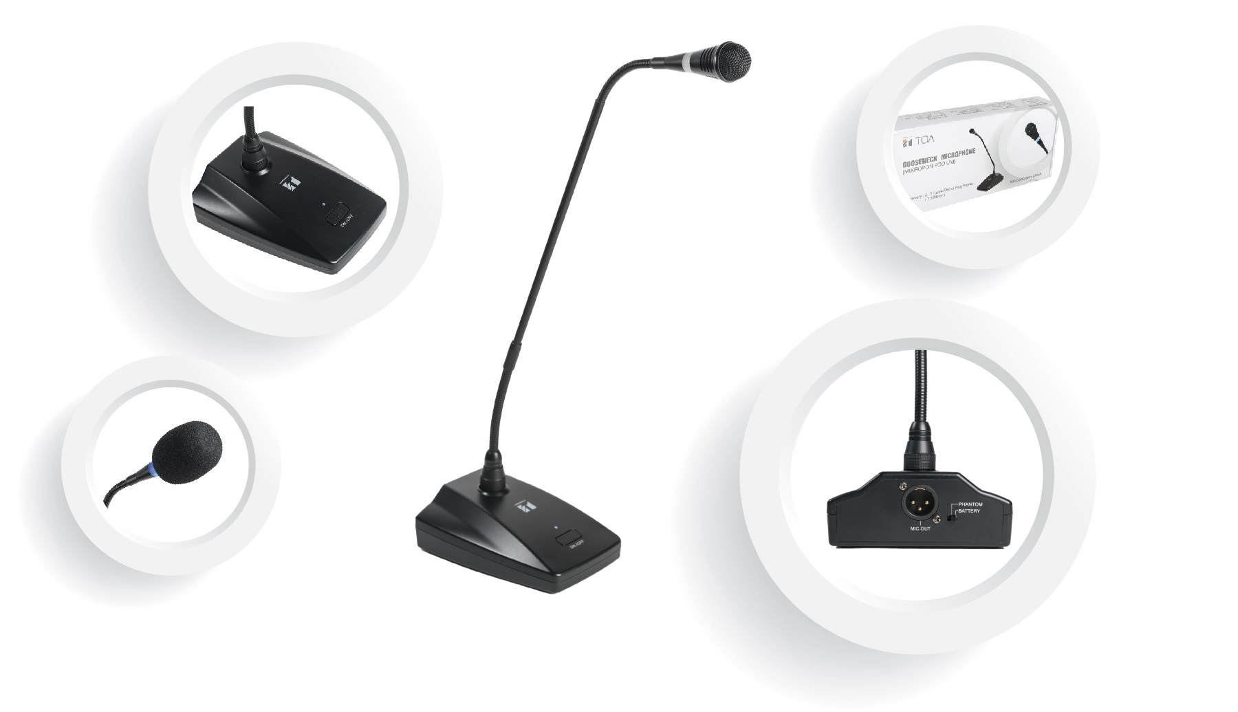 mic cổ ngỗng Toa EM 380AS, mic độ nhạy cao dành cho hội họp, nhà thờ