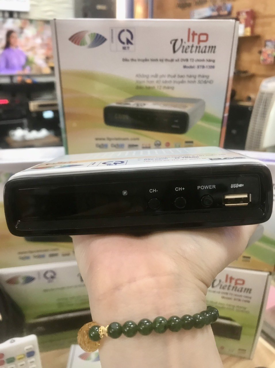 Combo Đầu thu truyền hình số mặt đất DVB T2 LTP STB-1306 và Anten liền dây VRY 12m