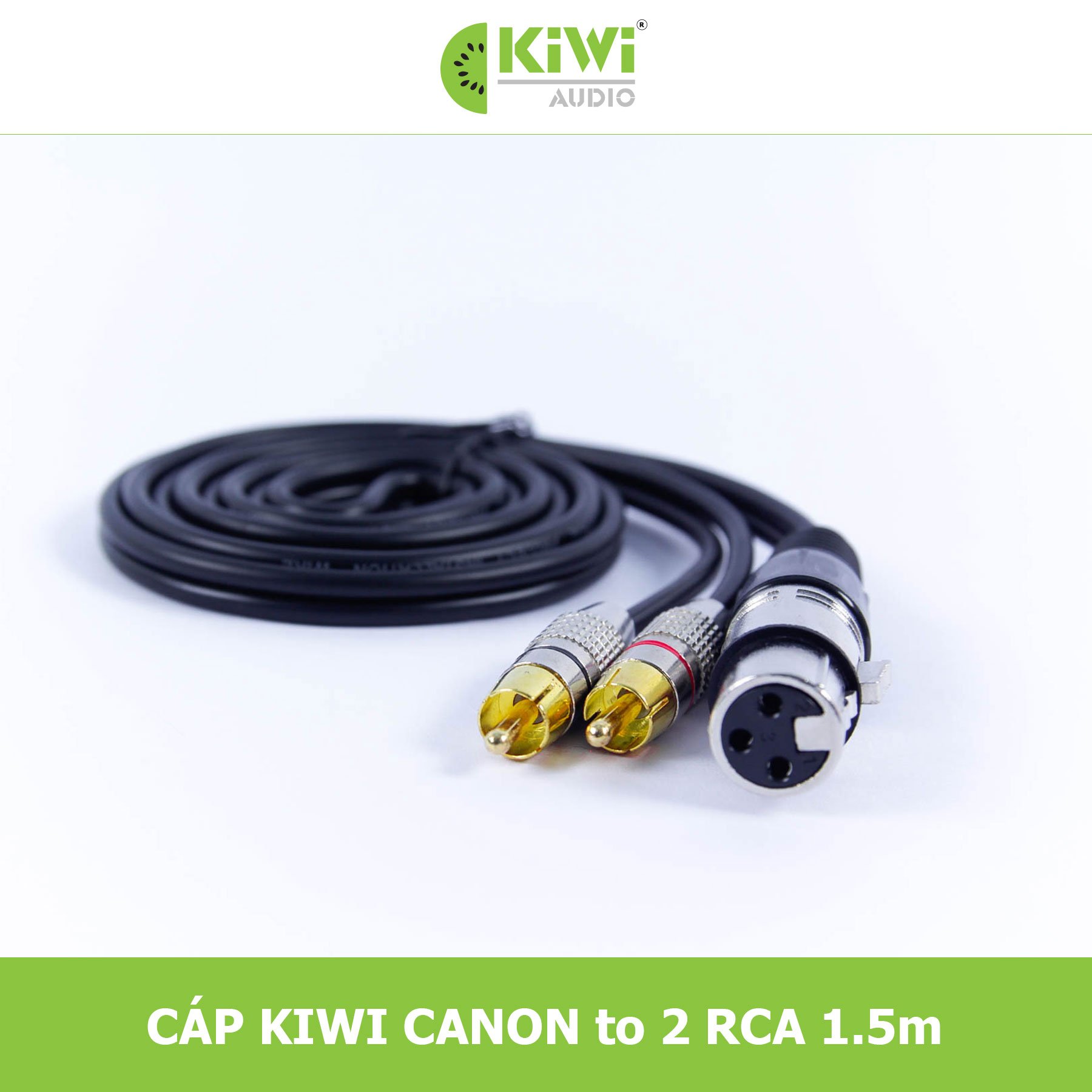 Dây canon âm ra 2 AV hoa sen Kiwi lõi đồng kết nối vang xuống sub, loại tốt