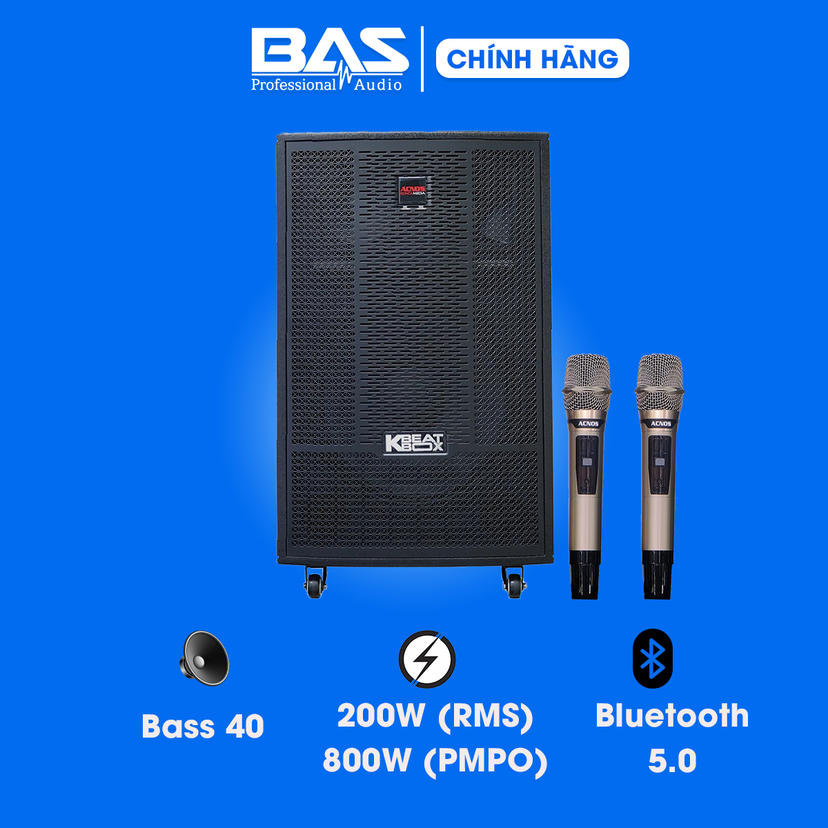 Loa di động Acnos KB41NEO, Bass 40, RMS 200W