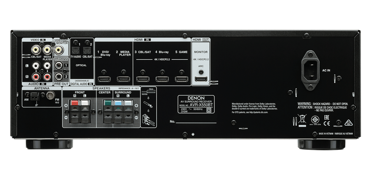 Ampli Denon AVR X550BT, ampli xem phim nghe nhạc cao cấp