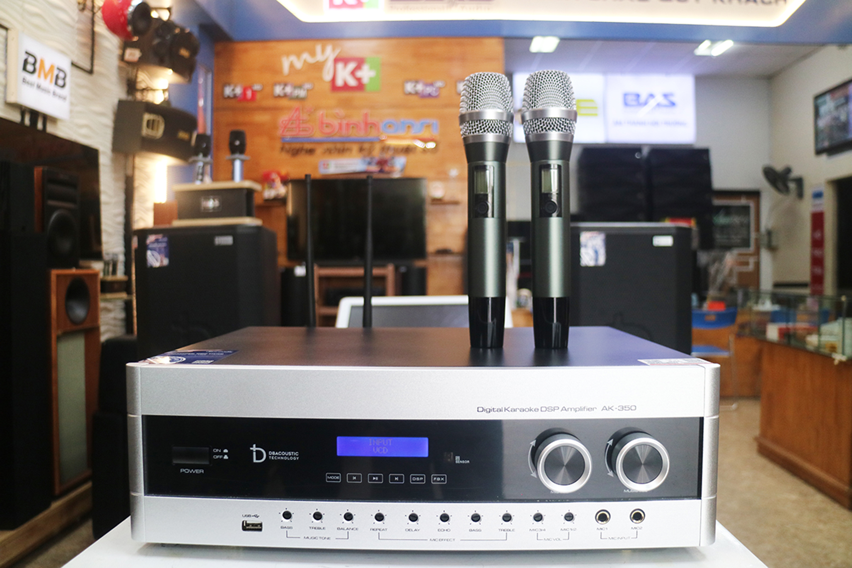 Ampli liền vang liền micro dBacoustic AK350, amply karaoke 3in1