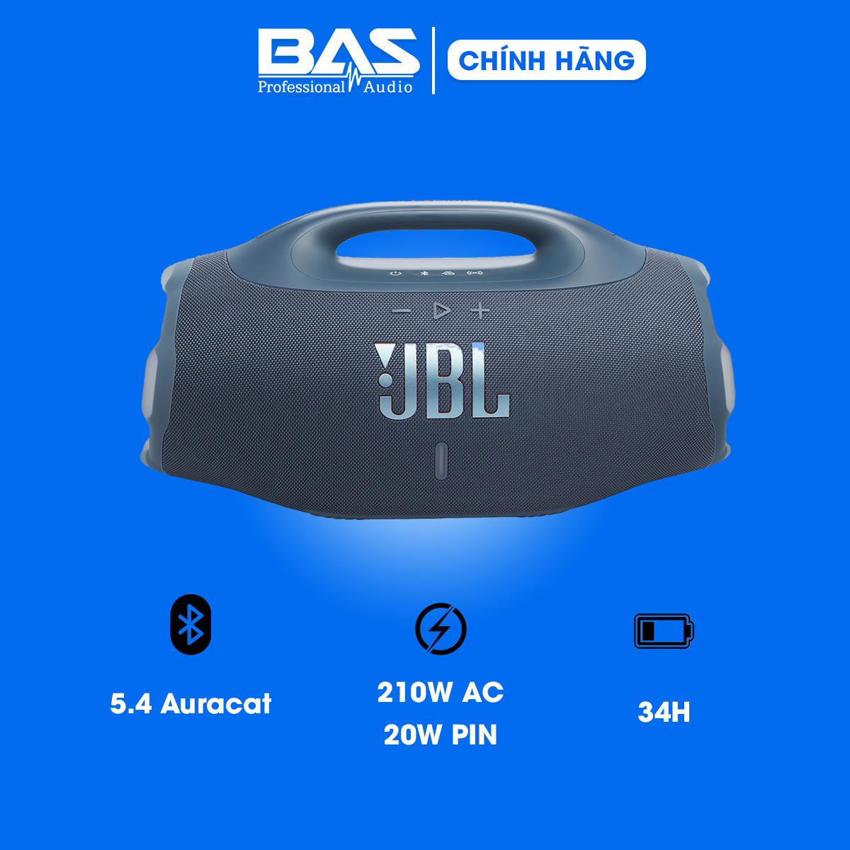 Loa JBL Boombox 4, Pin 34h, Công suất 210W AC / 200W Pin, AI Sound Boost, IP67, Bluetooth 5.4 Auracat,