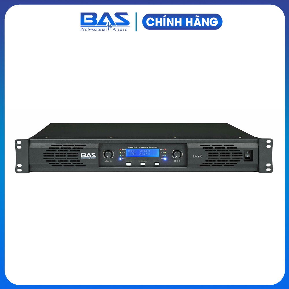 Công suất BAS AUDIO LX 2.8, cục đẩy 2 kênh 800/CH