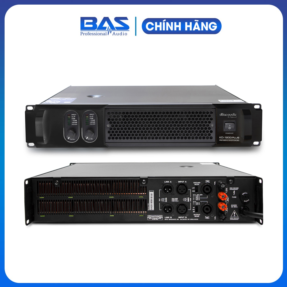Công suất dBacoustic KD1200 Plus, cục đẩy 2 kênh công suất 1200W
