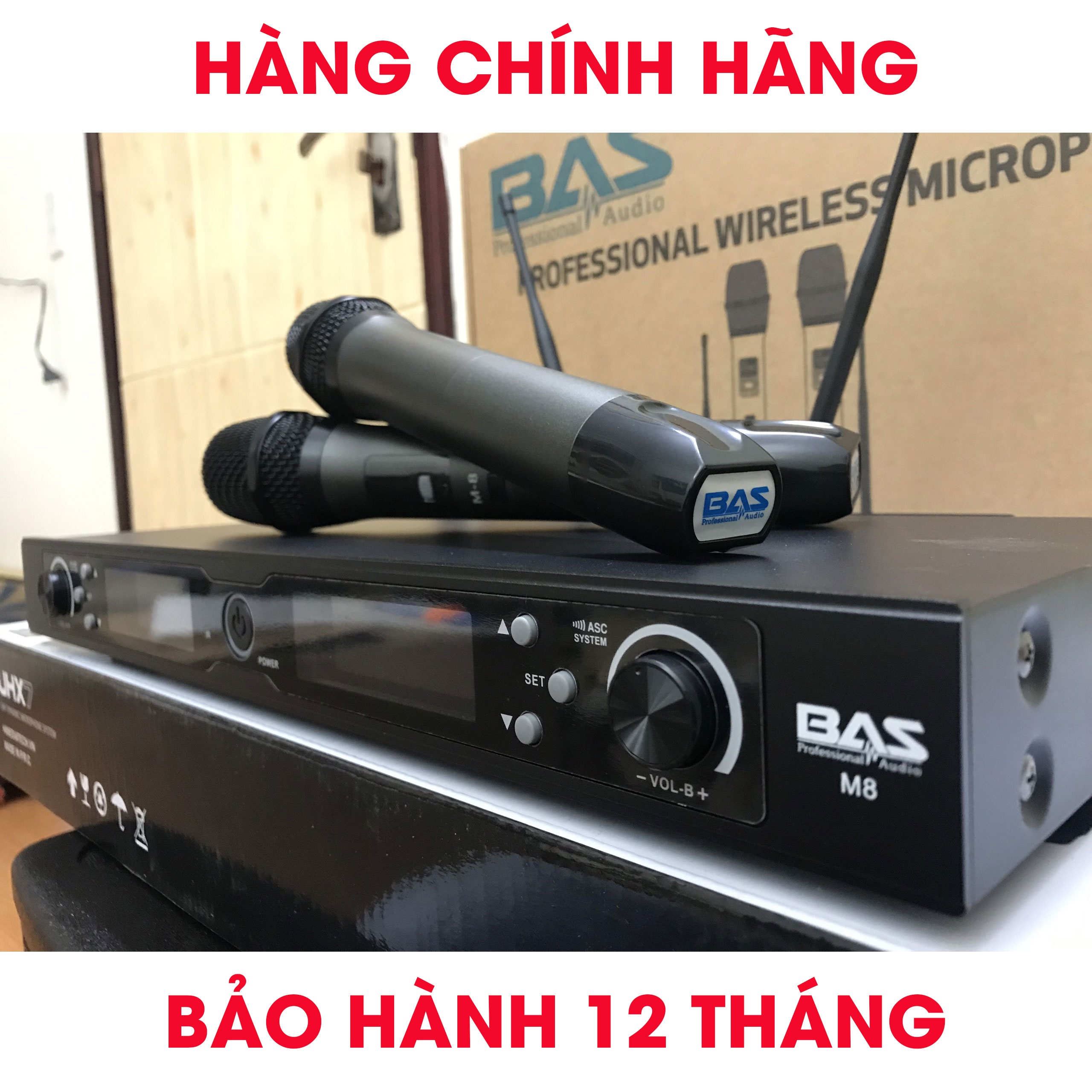 Micro không dây BAS Audio M8, tặng kèm chống sốc mic, mic nhập khẩu cao cấp dành cho dàn karaoke gia đình, hội trường, quán hát