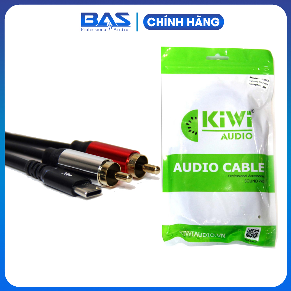 Dây lấy nhạc điện thoại IOS - TYPEC , cáp av iphone, dây audio typeC, cáp lightning cắm loa, cáp 2RCA kiwi