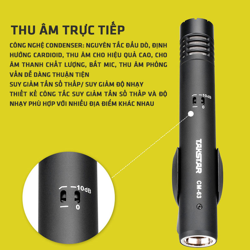 Micro thu âm nhạc cụ hát hợp xướng Takstar CM-63