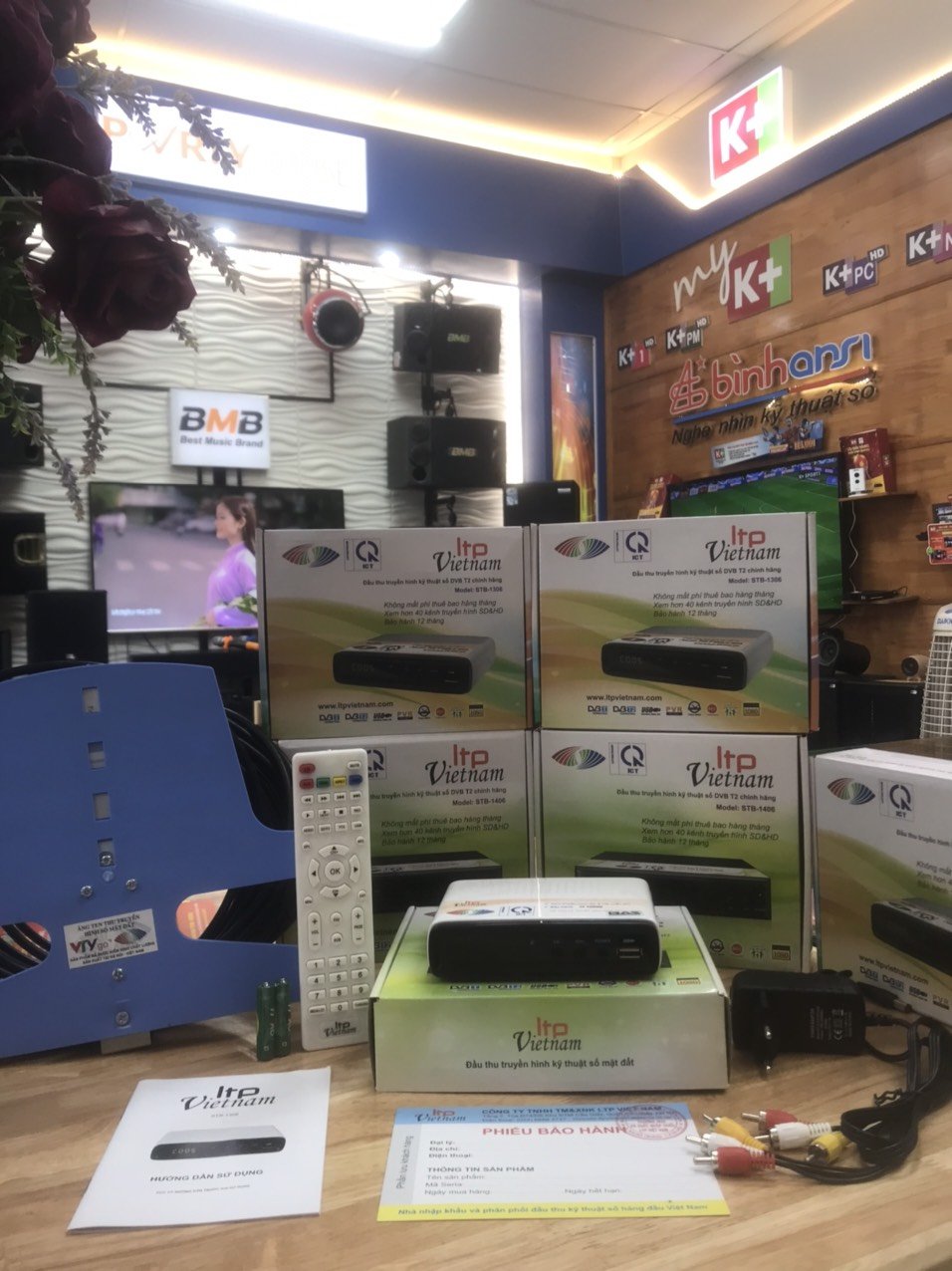 Combo Đầu thu truyền hình số mặt đất DVB T2 LTP STB-1306 và Anten liền dây VRY 12m