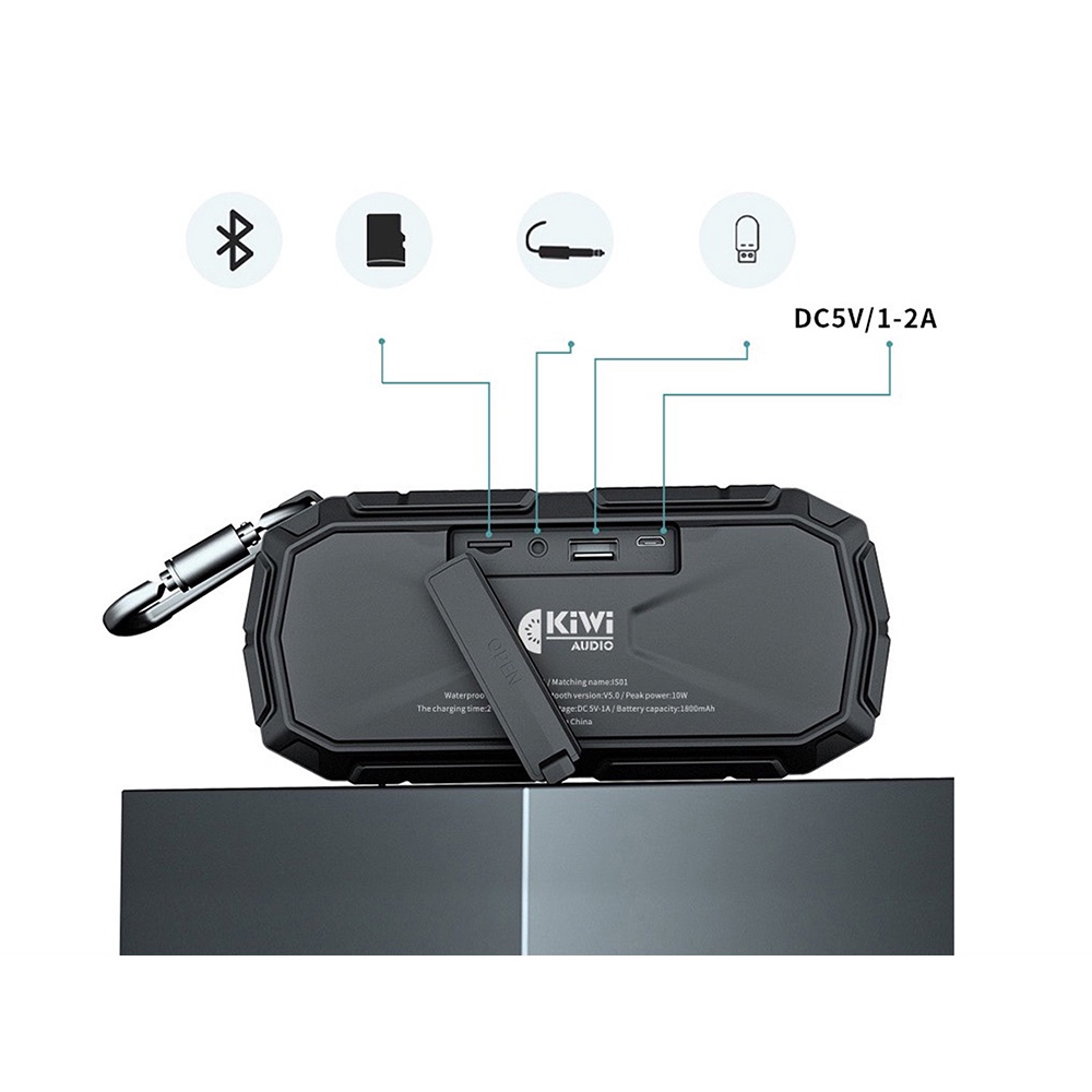 Loa Bluetooth Kiwi IS01, công nghệ TWS kết nối hai loa nghe Stereo, công suất 10W, kháng nước IPX7
